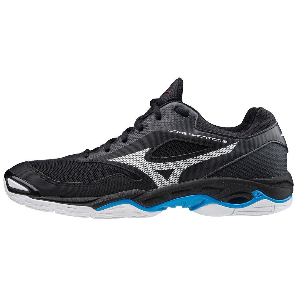 Mizuno Men's Handball Shoes Black/White/Blue Wave Phantom 2 Shoes - X1GA206045